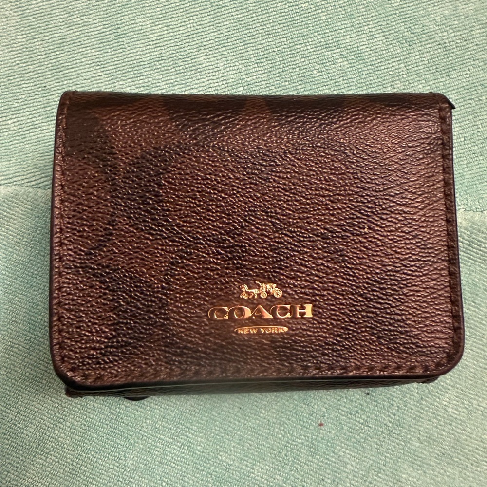 Coach Dark Brown Leather Card Holder